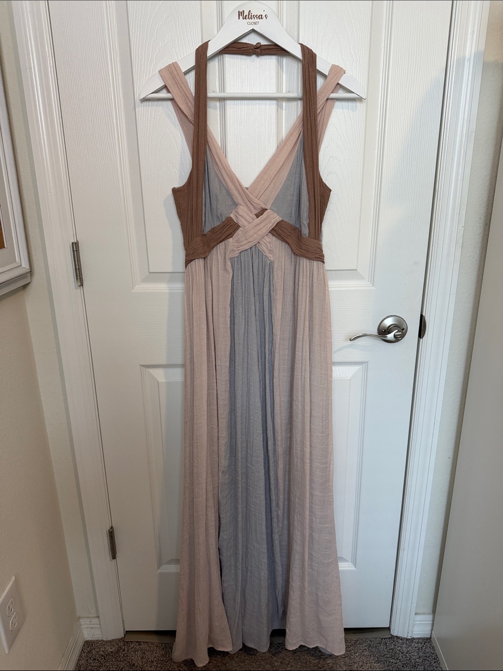 Altar’d State Go Grecian Boho  Maxi Dress | Medium | Sleeveless Smocked Back - Picture 3 of 7